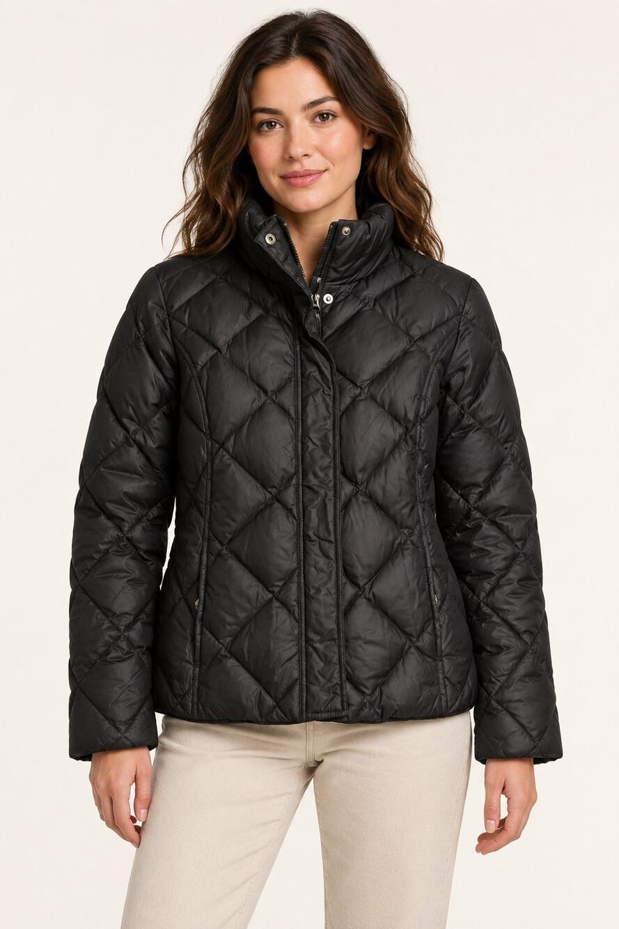 Eddie Bauer Women’s Medium Black Goose Down Diamond Quilted Puffer Jacket Coat